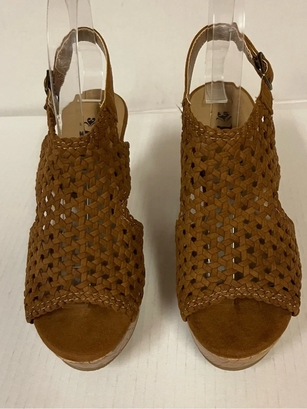 Mudd Women Size 5.5 Festival Cognac Woven Cork Wedge Sandals